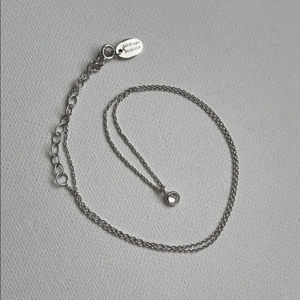 Dainty Sterling Forever Silver & Cubic Zirconia Necklace - Picture 4 of 9